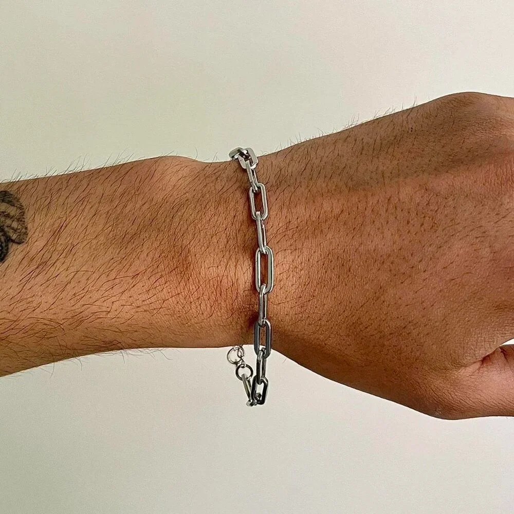 2000s vintage chain link stainless steel silver bracelet